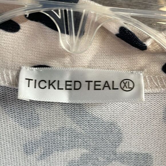 Tickled Teal Leopard Animal Print Light-Weight Open Long Stretchy Cardigan XL - Picture 4 of 7